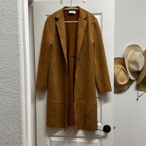ZARA Faux Suede Coat | Brown/Camel | Size Medium